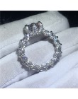 Choucong Vintage Flower obietnica Ring Finger 925 srebro AAAAA cz obrączka obrączki dla kobiet Party biżuteria