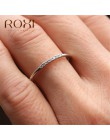 ROXI Micro Pave CZ cyrkon Crstal pierścienie dla kobiet zwięzłe klasyczne Wedding Band delikatny cienki pierścionek zaręczynowy 