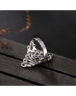 2019 Bijoux 925 Sterling Silver duży kwiat pierścienie dla kobiet prezenty świąteczne regulowany otwarty pierścień panie biżuter