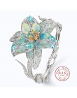 2019 duże kwiatowe kształty kryształowy designerski pierścionek Multicolor kamień zaręczynowy ślub 925 srebro pierścionki dla ko