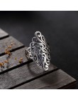 2019 Bijoux 925 Sterling Silver duży kwiat pierścienie dla kobiet prezenty świąteczne regulowany otwarty pierścień panie biżuter