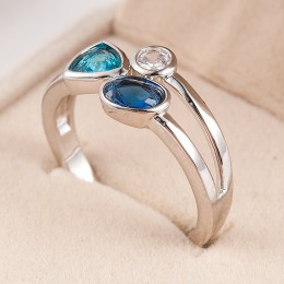 2020 New Fashion śliczne obrączki damskie niebieskie krystaliczne białe pierścionek z kryształem rozmiar 6-10 sześcienny pierści