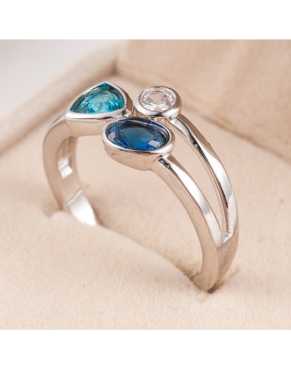2020 New Fashion śliczne obrączki damskie niebieskie krystaliczne białe pierścionek z kryształem rozmiar 6-10 sześcienny pierści
