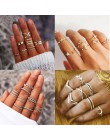17KM nowy Vintage złote kryształowe pierścionki 2020 czeski księżyc pierścionek z gwiazdą dla kobiet Midi Finger zestaw pierście