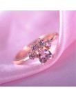 Słodki miś Paw Cat Claw otwarcie regulowany pierścionek złote srebrne pierścionki dla kobiet romantyczny ślub różowy kryształ CZ