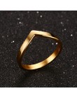 Prosty pierścionek w kształcie litery V na imprezę złoty srebrny kolor różany złoty kolor stal nierdzewna 316L biżuteria pierści