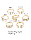 17KM nowy Vintage złote kryształowe pierścionki 2020 czeski księżyc pierścionek z gwiazdą dla kobiet Midi Finger zestaw pierście
