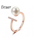 ERLUER moda proste regulowany imitacja pearl rings dla kobiet miedzi obrączka przyjaźń walentynki prezent Drop shipping
