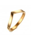Prosty pierścionek w kształcie litery V na imprezę złoty srebrny kolor różany złoty kolor stal nierdzewna 316L biżuteria pierści