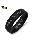 Vnox personalizuj stal nierdzewna fazowana krawędź szczotkowana pierścień środkowy dla kobiet mężczyzn czarna obrączka nazwa wła