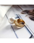 SRCOI barokowa okrągła sztuczna perła Vintage pierścionek złoty kolor minimalistyczny geometryczny osobowość przesadzone palec s