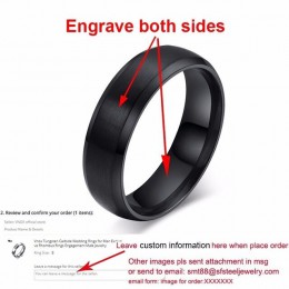 Vnox personalizuj stal nierdzewna fazowana krawędź szczotkowana pierścień środkowy dla kobiet mężczyzn czarna obrączka nazwa wła
