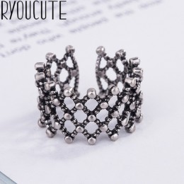 2019 Bijoux 925 srebro duże dziury pierścienie dla kobiet prezent panie regulowany rozmiar antyczny pierścionek Joyas De Plata A