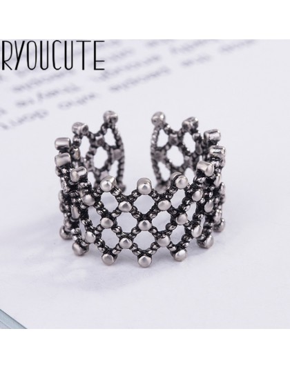 2019 Bijoux 925 srebro duże dziury pierścienie dla kobiet prezent panie regulowany rozmiar antyczny pierścionek Joyas De Plata A
