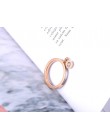 Lokaer modny Design różowe złoto CZ kryształ Rhinestone Titanium stalowa biała muszla obrączki dla kobiet prezenty zaręczynowe R