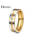 DOTIFI stal nierdzewna 316L stalowe pierścienie dla kobiet krzyż cyrkon zaręczynowy obrączka biżuteria