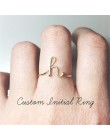 Moda złota srebrna róża złoty A-Z 26 list nazwa początkowa Unisex pierścień dla kobiet mężczyzn pierścienie biżuteria hurtowych