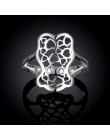 INALIS sztuka klasyczna Hollow serce do serca pierścionki damskie najwyższej jakości dla kobiet posrebrzane pierścienie biżuteri