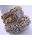 3 sztuk/zestaw moda kolorowe cyrkon inkrustowane Hollow metalowy pierścień dla kobiet akcesoria biżuteria Party prezent ślubny