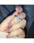 925 srebro kolor Bowknot Bow Knot Bling cyrkon kamienne pierścienie dla kobiet moda ślubna biżuteria zaręczynowa 2019 nowy