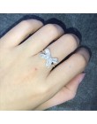 925 srebro kolor Bowknot Bow Knot Bling cyrkon kamienne pierścienie dla kobiet moda ślubna biżuteria zaręczynowa 2019 nowy