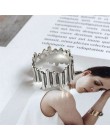 HUANZHI nowy geometryczny nieregularny podwójny pierścień tkania Chai Adjustab Twist metalowy pierścień dla kobiet mężczyzn Part