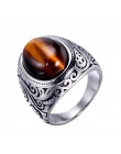 Tytanowa stal Retro starożytny bliski wschód arabski styl kamienny pierścień biżuteria dla mężczyzn prezent na walentynki biżute