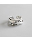 HUANZHI nowy geometryczny nieregularny podwójny pierścień tkania Chai Adjustab Twist metalowy pierścień dla kobiet mężczyzn Part