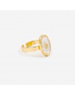 Dziki i bezpłatny styl boho Star otwarte pierścienie dla kobiet biała emalia stop złota owalny kształt pojedyncze pierścienie bi