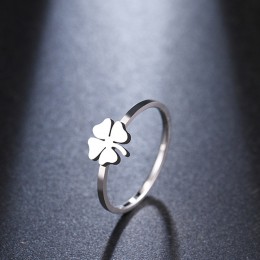 DOTIFI dla kobiet wzór koniczyny pierścień nowy stal nierdzewna 316L dziewczyny luksusowe Party/biżuteria ślubna R315