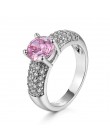 Double Fair obrączki obrączki cyrkonia biały/różowe złoto kolor CZ kamienny pierścień biżuteria dla kobiet anel HotSale DFR105
