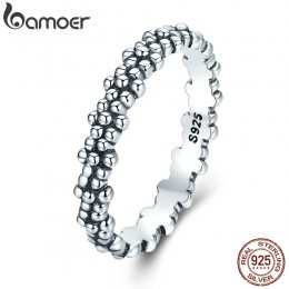 BAMOER autentyczne 925 srebro pierścionek do noszenia warstwowego stokrotki kwiat pierścienie dla kobiet srebro biżuteria prezen