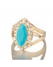 Kinel Fashion złoty pierścionek dla kobiet 2018 nowa turcja biżuteria biały kryształ zielony romb żywica pierścionek zaręczynowy