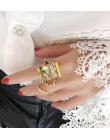 Moda luksusowe kolorowe etui duże pierścienie dla kobiet osobowość kwadrat geometryczny komunikat designerski pierścionek Bijoux