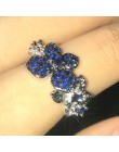 Niebieski kwiat cyrkonią pierścionek dla damski pierścionek zaręczynowy obrączka moda wysokiej jakości biżuteria