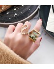 Moda luksusowe kolorowe etui duże pierścienie dla kobiet osobowość kwadrat geometryczny komunikat designerski pierścionek Bijoux