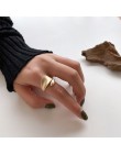 SRCOI złoty Sliver kolor matowy Metal geometryczne otwarte pierścienie moda proste Trendy minimalistyczny stałe koło regulowany 