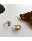 SRCOI złoty Sliver kolor matowy Metal geometryczne otwarte pierścienie moda proste Trendy minimalistyczny stałe koło regulowany 