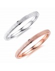 Moda proste peeling ze stali nierdzewnej damskie pierścienie 2 mm szerokość różowe złoto kolor biżuteria na palce prezent dla dz