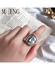 MLING Vintage złoty srebrny geometryczny kreatywny pierścionek Vintage streszczenie pierścienie twarzy dla kobiet