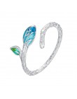CHENGXUN delikatne niebieskie pierścionki z motylkiem dla kobiet Lady pierścienie projekt otwierający sezon Femme Bijoux Bague e