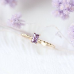 ZHOUYANG pierścień dla kobiet koreański styl kwadratowa fioletowa sześcienna cyrkonia światło żółte złoto kolor modna biżuteria 