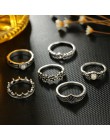 Doocna Antique Silver Star pierścionek z kryształem w kształcie kwiatu Punk pierścień Steampunk rzeźbione Knuckle Anillos Anel p