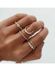 Krótkie 5 sztuk/zestaw CZ kryształowe pierścienie Midi dla kobiet czeski księżyc charms koła Wedding Party biżuteria punkowa wal
