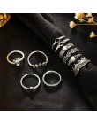 Doocna Antique Silver Star pierścionek z kryształem w kształcie kwiatu Punk pierścień Steampunk rzeźbione Knuckle Anillos Anel p
