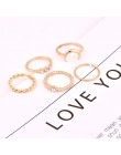Krótkie 5 sztuk/zestaw CZ kryształowe pierścienie Midi dla kobiet czeski księżyc charms koła Wedding Party biżuteria punkowa wal