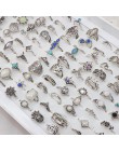 Hurtownie 100 sztuk/partia Assorted Diy czechy Vintage srebrny kwiat palec pierścionki dla kobiet Party prezent biżuteria pierśc
