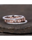 ROMAD 3 sztuk/zestaw Dainty zestaw pierścieni dla kobiet różowe złoto wypełnione pierścień dla nowożeńców Retro obrączka obietni
