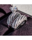 925 sterling silver luxury brand zestaw pierścieni ślubnych dla kobiet kobiet bride zaręczyny prezent na rocznicę dla pań biżute