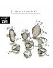 Tocona 8 sztuk/zestaw Vintage Antique srebrne pierścionki zestawy kolorowe Opal kamień Carve dla kobiet mężczyzn czeski biżuteri